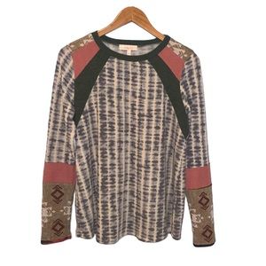 Hailey & Co Multi Print/Color Block Sweater Size Medium